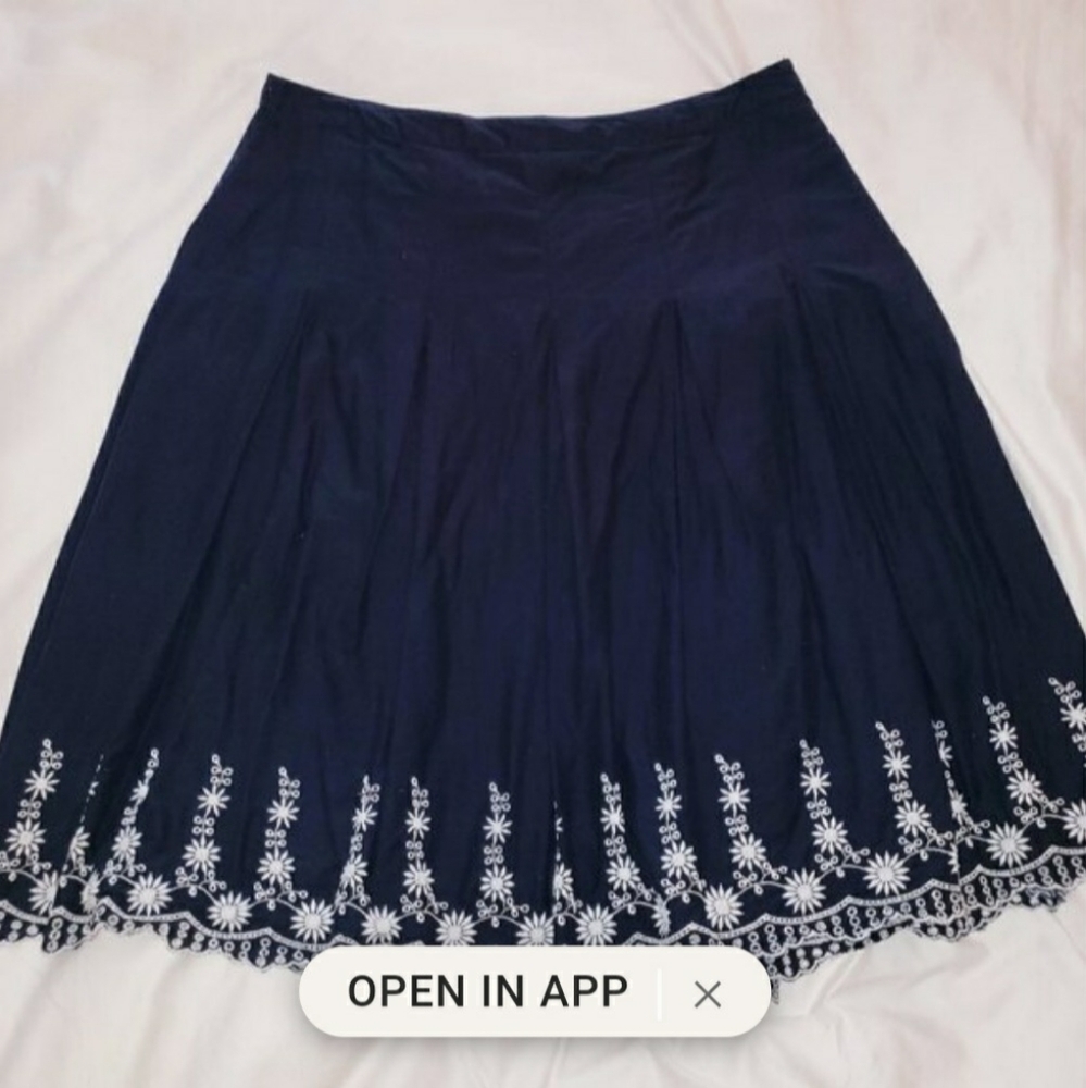 Cute cotton Navy Skirt with Embroidery.
